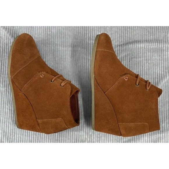 TOMS  Women's Size 8M Brown Rust KALA Desert Wedge BOOT BOOTIE Suede Leather - Picture 11 of 14
